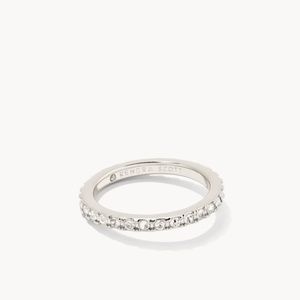 KENDRA SCOTT Kate white round brilliant cut crystal silver metal band size 9